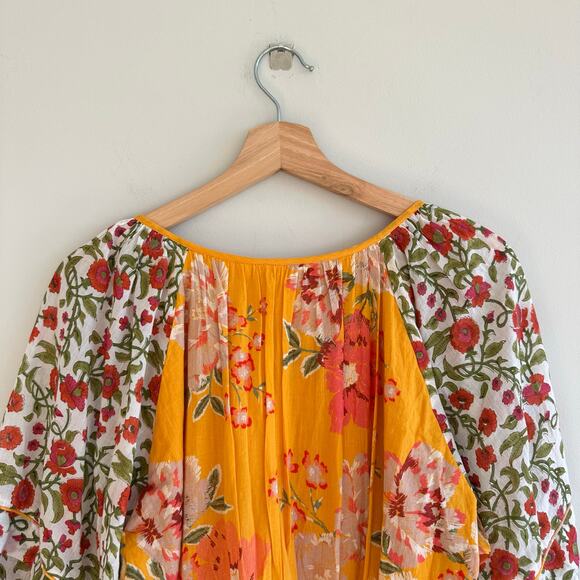 Roller Rabbit Semara Tamania Puff Sleeve Floral Mini Dress Yellow S - Picture 5 of 12